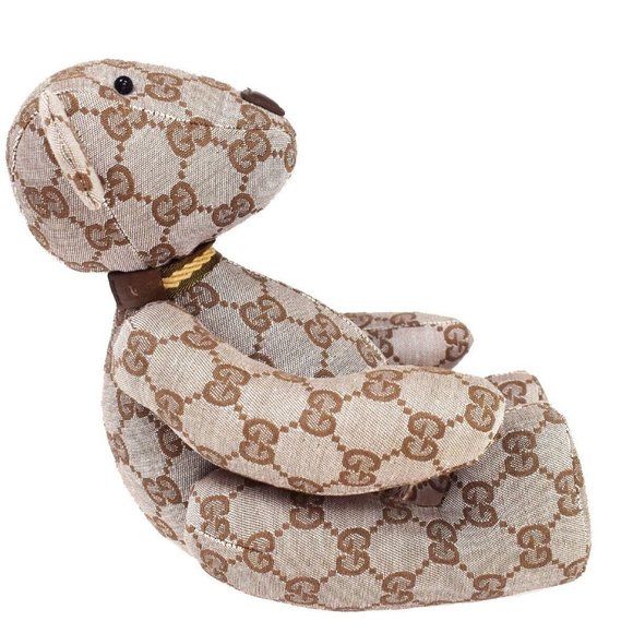Authentic GUCCI GG Pattern Teddy Bear Bear Bag Plush Doll Stuffed Toy Brown Ital - Picture 9 of 10